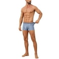 thumbnail image 2 of INSPIRE CHIC Men's Solid Color Elastic Waistband Lightweight Breathable Boxer Brief 32 Light Blue, 2 of 5