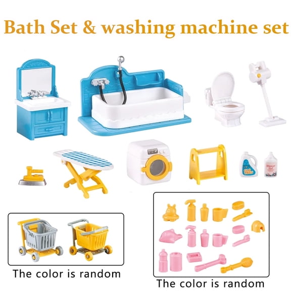 1:12 Scale Dollhouse Furniture Set - Miniature Bathroom, Living Room,Bed Room , Kitchen & Outdoor Accessories for Pretend Play | Educational Kids Toy Gift,Combo 5