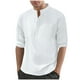 thumbnail image 2 of pstuiky camisa de manga larga para hombre, Camisas de lino a la moda para hombre, informales, lisas, con botones, cuello alto, bolsillos y manga larga Tops de hombre xxxl, 2 of 8