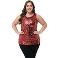 thumbnail image 6 of Womens Plus Size Sleeveless Sequin Tops Sparkle Shine Tank Top, 6 of 7