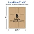 thumbnail image 6 of Avery Kraft Brown Square Labels, 3" x 3", 150 Labels, 6 of 9