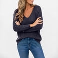 thumbnail image 7 of Edvintorg V Neck Sweaters for Women Plus Size Long Sleeve Casual Lightweight Knit Sweater Womens Clothing Black M, 7 of 7