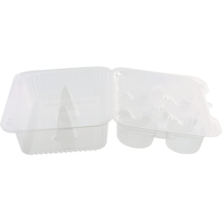 6 compartment Clear Cupcake Muffin Containers with Hinged Lid – 12