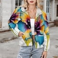 thumbnail image 3 of Jackets for Women Winter Coat Jackets Flannel Stand Collar Jacket(Abstract Floral Drip Art,Size:S-4XL), 3 of 7