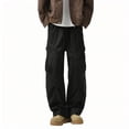 thumbnail image 3 of Styesk Men's Pants Man Solid Color Pockets Drawstring Cargo Pants Trousers, 3 of 8