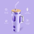 thumbnail image 3 of MUKOKO 32oz Glass Tumbler, Glass Water Bottle with Lid and Straw, Iced Coffee Tumbler with Handle, Purple, 3 of 7
