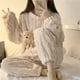 thumbnail image 3 of Pijamas de franela de otoño e invierno para mujer, manga larga, grueso, cálido, polar coral, conjunto de ropa para el hogar con forma de oso de galleta, 3 of 4