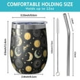 thumbnail image 5 of 12oz Stemless Wine Tumblers Black Sun Moon Star Pattern Vacuum Insulated Stainless Steel Travel Tumbler Cups Mug with Lid and Straw for Champaign,Cocktail,Beer with Cleaning Brush, 5 of 5