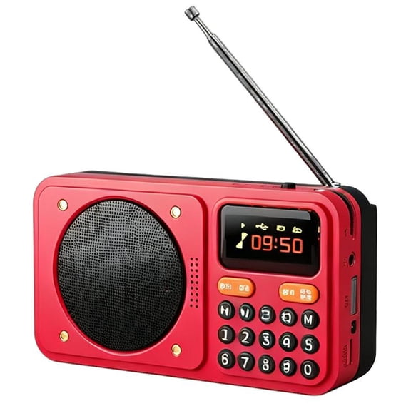 Portable FM Radio with Bluetooth, USB/TF Playback, Recording & Emergency Light for Seniors