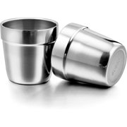 Metal Cups for Kids Baby, 6 Ounce Stainless Steel Insulated Cups for Toddler Children, Training & Transition, Double Wall & Shatterproof, Mirror Polished & Dishwasher Safe 2 Pack