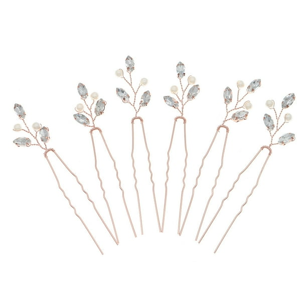 Accesorios para el cabello, pasador de diamantes de imitación simple, tocado de novia para boda, horquilla de perla en forma de U hecha a mano