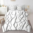 thumbnail image 1 of Erosebridal Ensembles de Literie Abstraits Format Grand pour Ados, Ensembles de Couette à Rayures Géométriques avec Draps, Ensemble de Draps de Lit Réversible au Style Minimaliste Moderne, Décor de Chambre Ultra Doux, 7 Pièces, 1 of 6