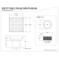 thumbnail image 4 of Kingston Brass BSF9771AB Watercourse Scroll 4-Inch Brass Square Grid Shower Drain with Hair Strainer in Antique Brass, 4 of 7