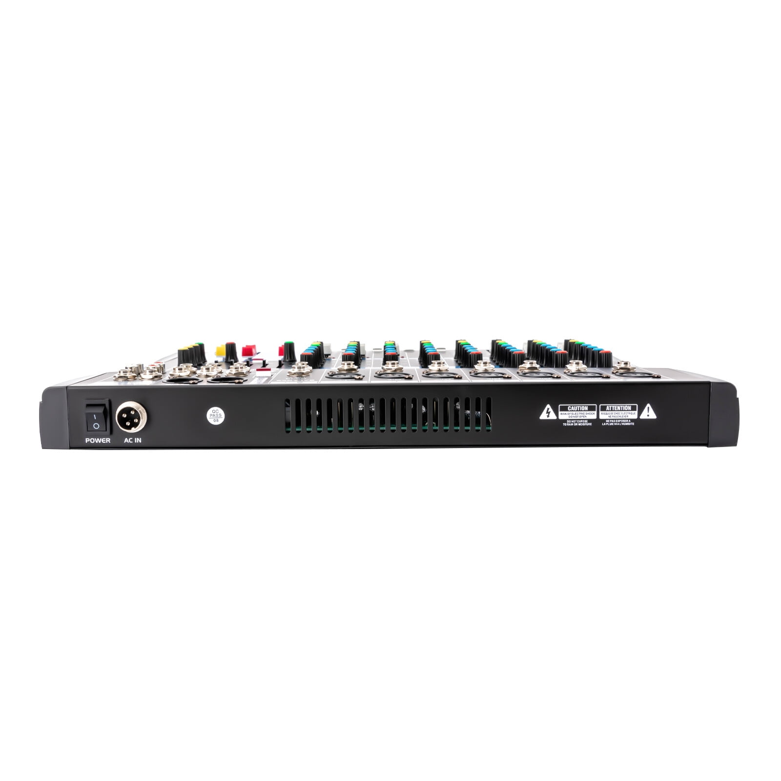 8-Channel Professional Audio Mixer with 5-Band Equalizer, 4 Reverb Effects, Phantom Power, and Real-Time Monitoring for Home Studio, KTV, and Live Performances