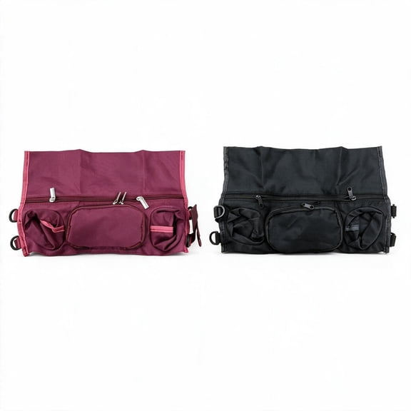 2Pcs Universal Stroller Organizer with Insulated Cup Holders, Secure Straps & Multi‑Pockets for Phone, Keys, Toys, Compact Design