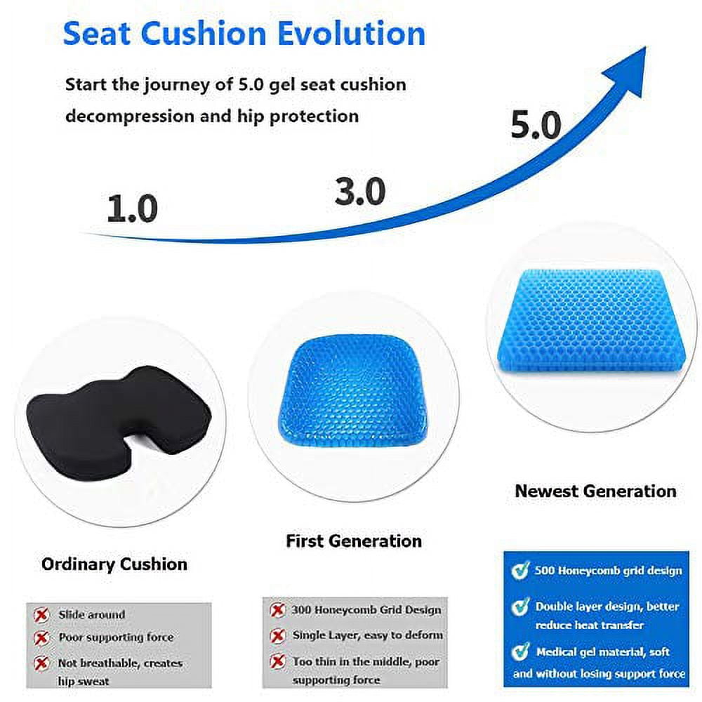 Gel Seat Cushion,1.65inch Double Thick Egg Seat Cushion,Non-Slip