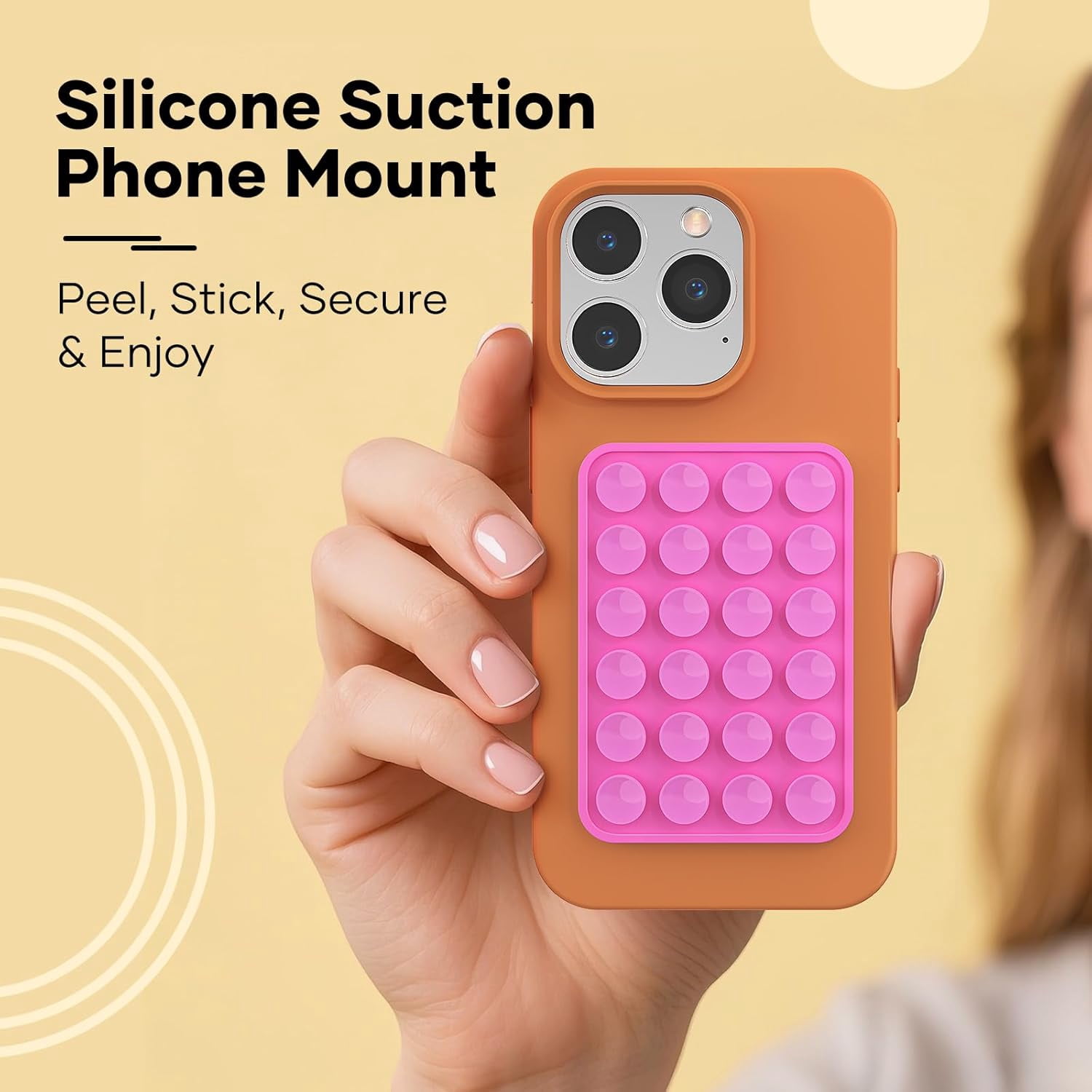 MKEUDQ-Silicone Phone Sticky Grip, Suction Phone Case Mount for iPhone and Android, Hands-Free Sticky Cell Phone Grip, Mobile Fidget Mirror Holder for Selfies and Videos