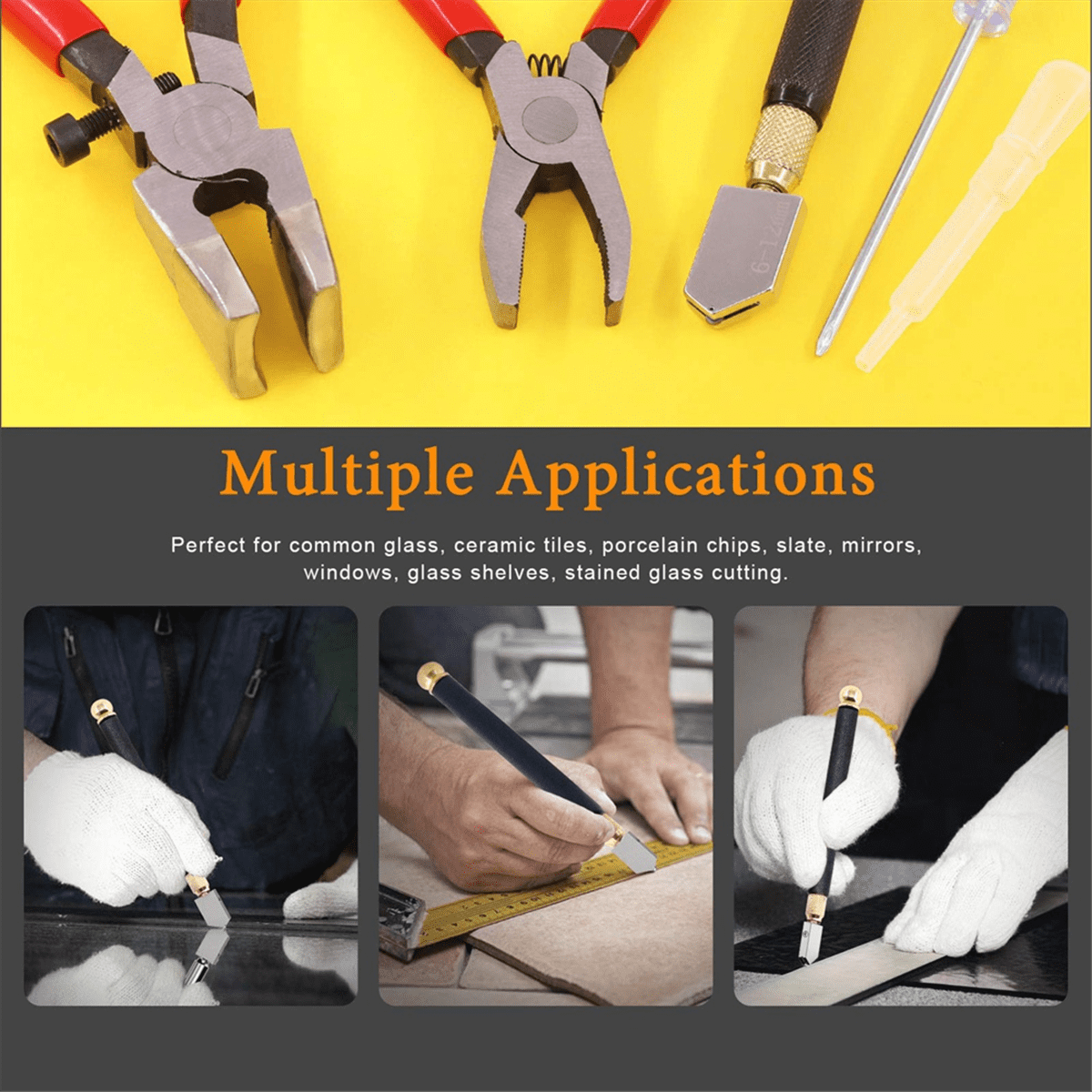 Glass Running Breaker and Cutting Tool Set, Heavy Duty Glass Cutting Tools, for Stained Glass,Mosaic Cutting Pliers Tool