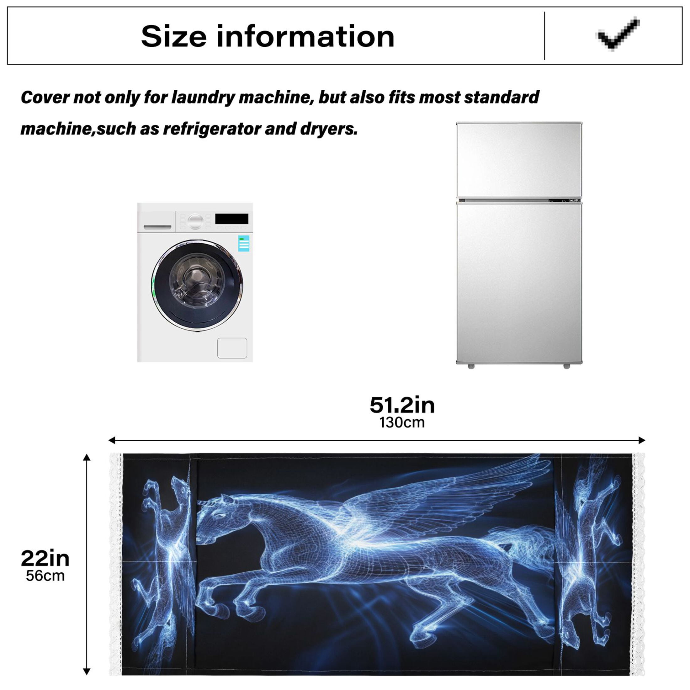 Dustproof Washing Machine Cloth Washer and Dryer Top Covers, Fridge Dust Cover, With Storage Bags Blue Light Effect Pegasus