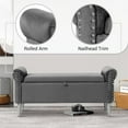 thumbnail image 5 of Doublewin 47-inch Storage  Bedroom End of Bed  with Arms Velvet Tufted Upholstered Window Storage Ottoman for Living Room Entryway, Grey, 5 of 8