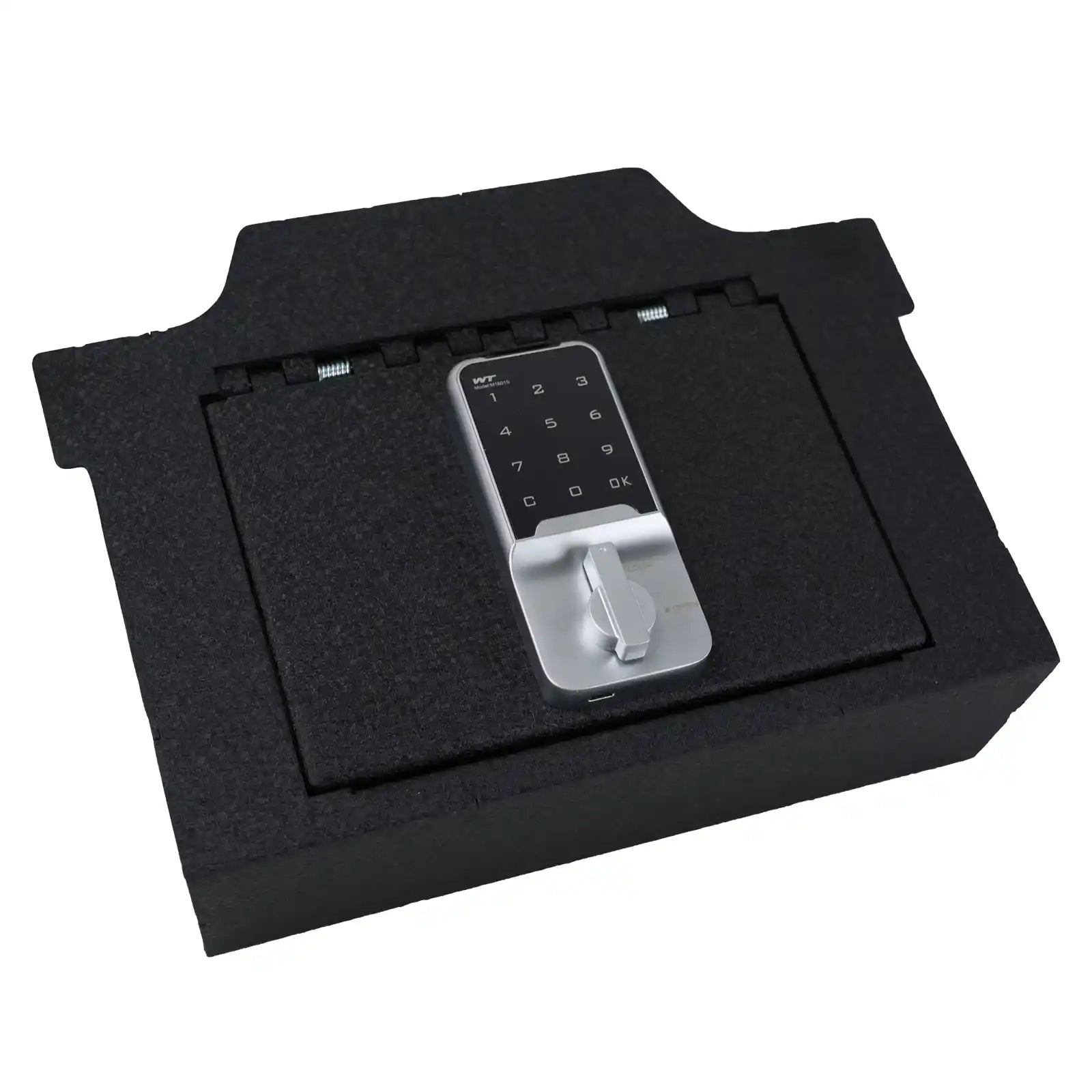 Center Console Safe Gun Safe, WASAI Console Gun Vault Lockbox Compatible with RAM 1500/2500/3500 LARAMI/BIGHORN/POWERWAGON 2019-2024, NOT FIT Cup Holder with Cover, Electronic Keypad Lock.