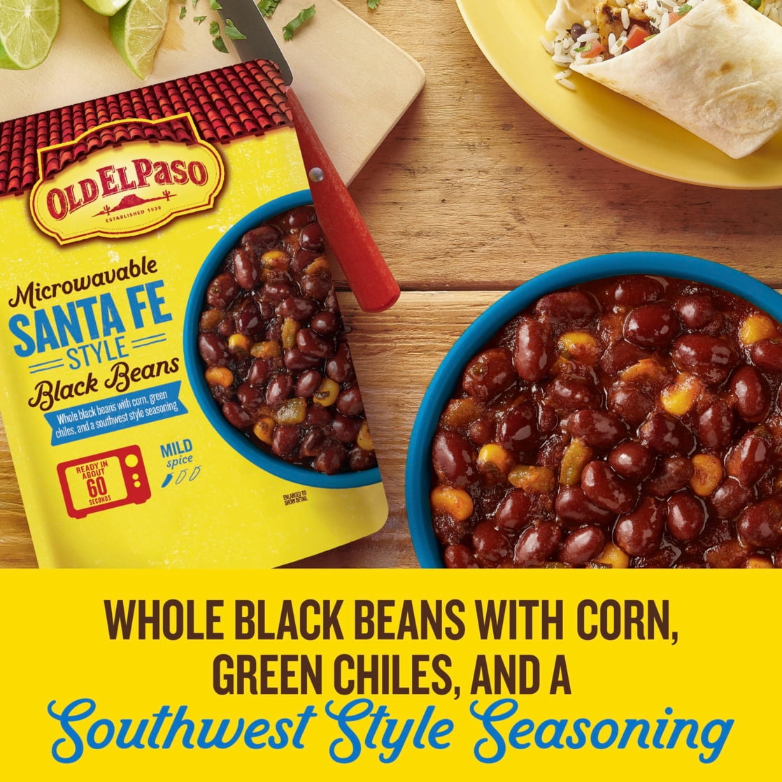 (8 pack) Old El Paso Black Beans, Santa Fe Style, Microwavable Pouch, 8.8 oz