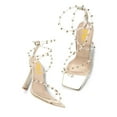 thumbnail image 4 of FSJ Women Open Square Toe Clear Strap Gladiator Sandals Studded Cross Strap Stiletto High Heels Sexy Cocktail Party Prom Shoes Size 8 Gold, 4 of 5