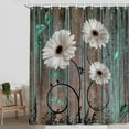thumbnail image 5 of Farmhouse Flower Floral Shower Curtain,Rustic White Daisy Shower Curtain Set,Country Green Wooden Wild Garden Plant Fabric Shower Curtain with Hooks Bathroom Curtain 70X70in, 5 of 5