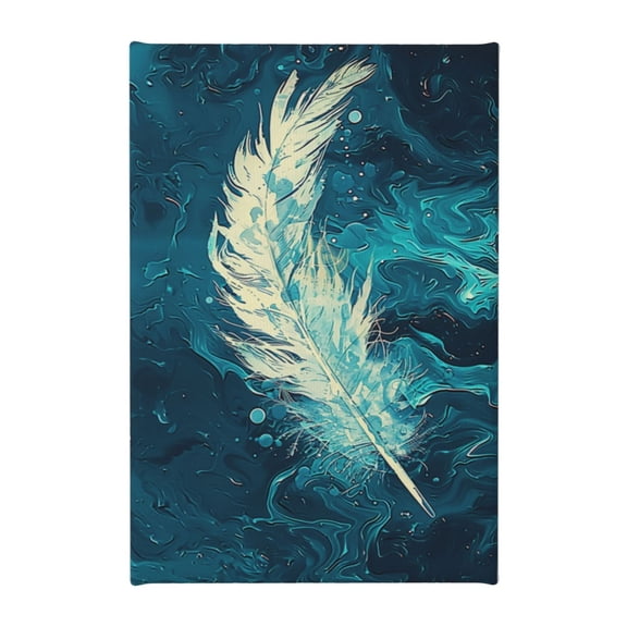 8x12 inch Paintings On Canvas Blue & White Feathers,Apartment,Man Cave,Bedroom,Kitchen Decor Painting Prints,Modern Style Blue & White Feathers Funny Canvas Poster,Gifts For Art Enthusiast
