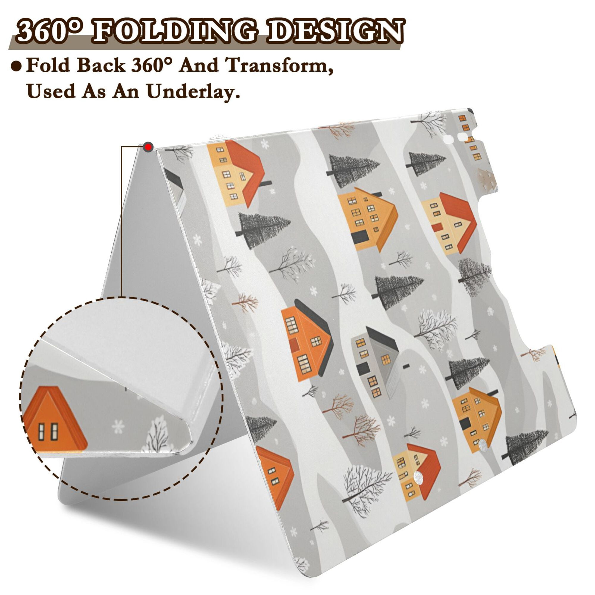 FORMRS A4 Clipboard Folder with Pen Holder Horizontal Foldable School Office Binder, Orange Snow Houses
