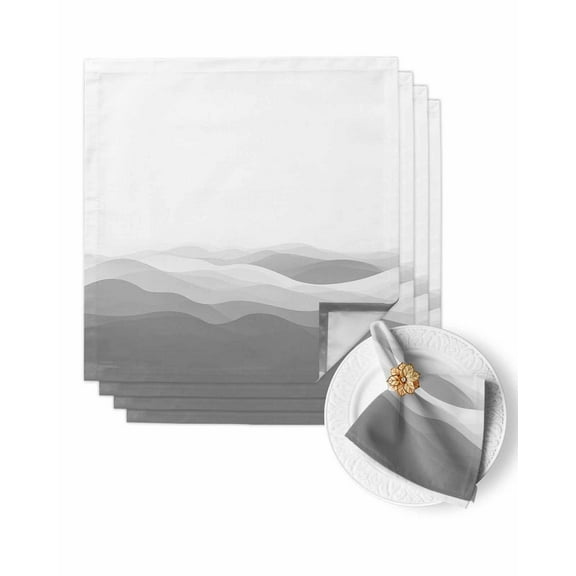 Cloth Napkins Abstract Minimalist Gray Ombre Washable Soft Kitchen Dinner Napkin Set of 4,Modern Geometric Wave Stripe Reusable Cocktail Napkins for Wedding Holiday Party Event,20x20In