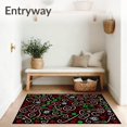thumbnail image 3 of ODIKA 4'x6' Machine Washable Non-Slip Area Rug, Cane Wonderland with Swirling Peppermint and Starburst Ornaments High Traffic Rug with Pad, Black, 745340, 3 of 8