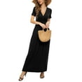 thumbnail image 2 of Maskion Women's Empire Waist Maxi Dress Casual V Neck Long Dresses with Pockets,Black, 2 of 6