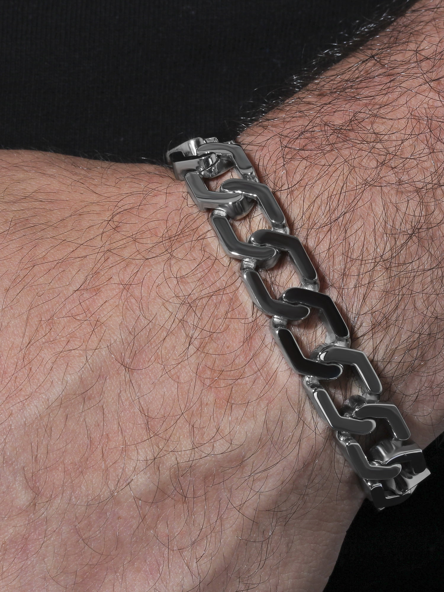 Brilliance Fine Jewelry Men's Stainless Steel Hexagon 9" Link Bracelet