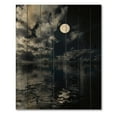 thumbnail image 3 of Designart 'Full Moon Night in Cloudy Sky IV' Nautical & Coastal Print on Natural Pine Wood, 3 of 5