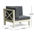 thumbnail image 3 of GDF Studio Keith Outdoor Modular Acacia Wood Loveseat and Coffee Table Set with Cushions, Gray, 3 of 8