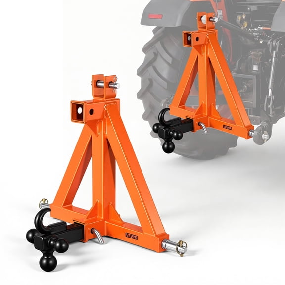 VEVOR 3 Point Trailer Hitch with 2" Receiver, 3 Pt Quick Hitch with 3 Trailer Balls, Tractor Tow Drawbar Adapter for Category 1, Kubota, Mahindra, Ford, Yanmar, John Deere, Massey Ferguson, Orange