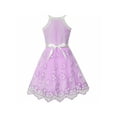 thumbnail image 3 of Girls Dress Purple Butterfly Embroidered Halter Dress Party 6, 3 of 6