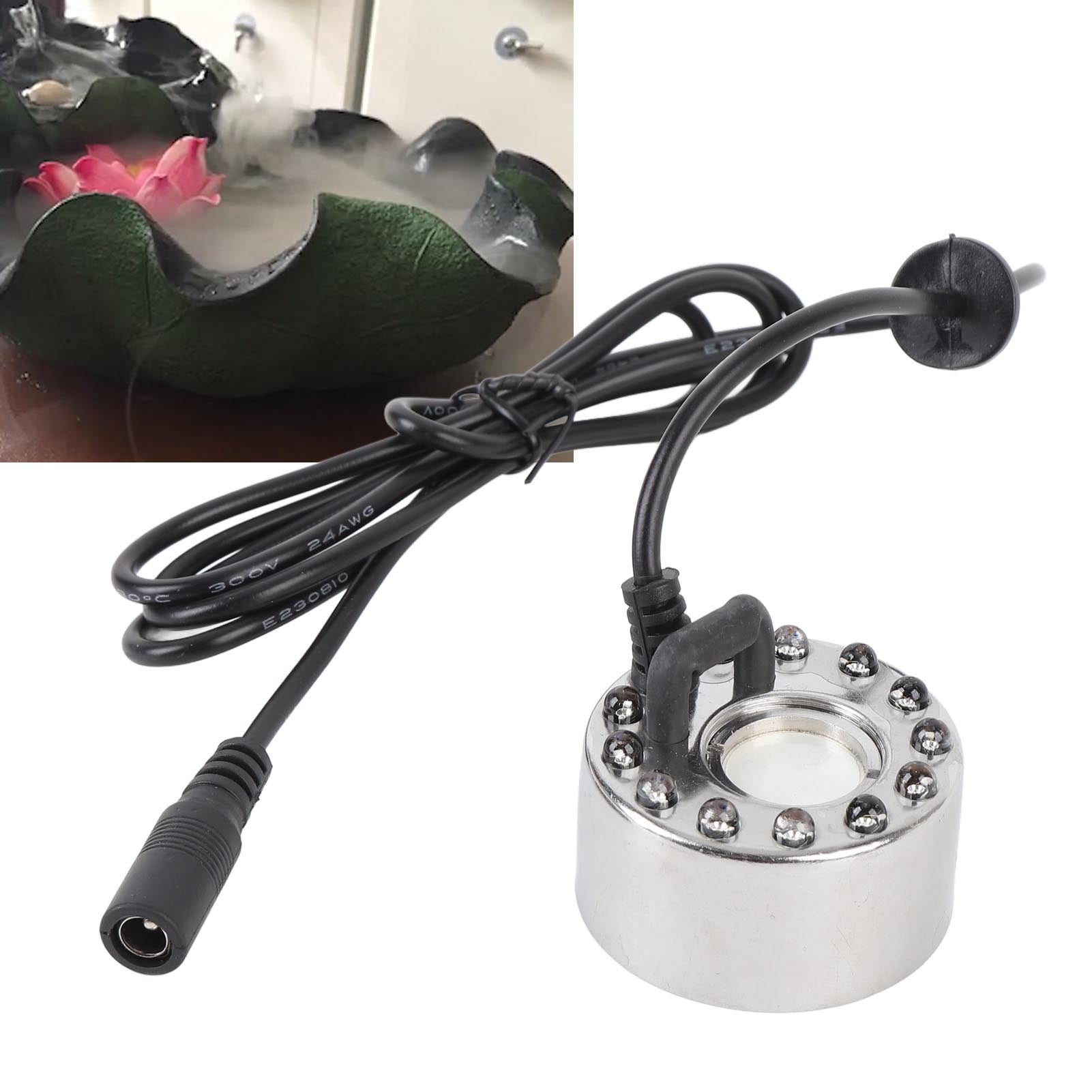 Rupoun Mist Maker Fogger 350mL/H with 12 LED Color Changing Fog Controller 24V Atomizer Fog Machine for Water Fountain Pond EU Plug 5.51 in / 14 cm