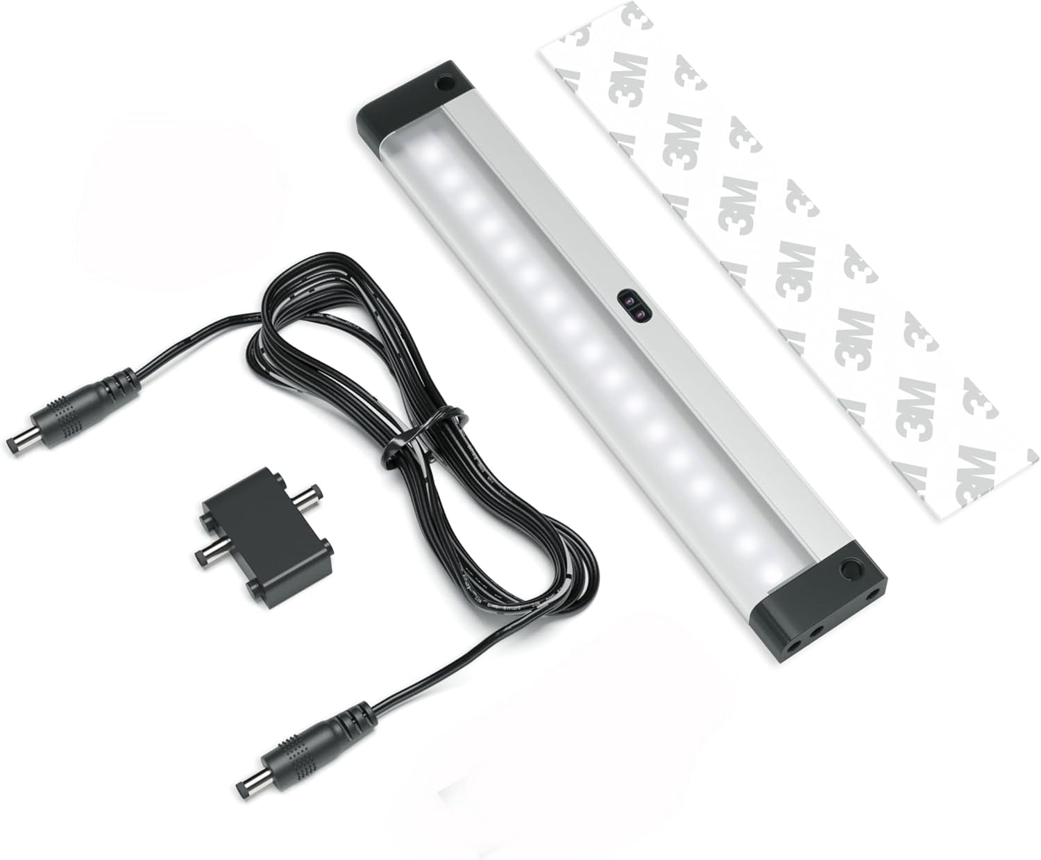 FEFEFW-7 inch LED Dimmable Under Cabinet Lighting Strip, NO Sensor, Black, with Accessories (No Power Supply Included), Cool White (6000K)