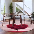 thumbnail image 3 of Round Area Rugs Collection 7 Ft, Valentine's Day Non-Slip Residential Carpet, Red Heart Love Trees Romance Spring Indoor Crawling Mats Runner Rugs for Living Room/Dining Room/Bedroom, 3 of 8
