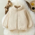 thumbnail image 2 of Povozer Unisex Cute Fleece Lined Sherpa Full-Zip Jacket Coat Winter Hoodie(Khaki,3-4Y), 2 of 6