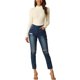 thumbnail image 2 of Suéter casual de manga larga con cuello alto y fruncido en la parte delantera para mujer Inspire Chic, talla XL, color blanco, 2 of 6