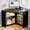 Black, variant on Corner Desk with Charging Station & LED Light, Triangle Corner Desk with CPU Stand & Storage Shelves, Gaming Computer Desk for Home Office