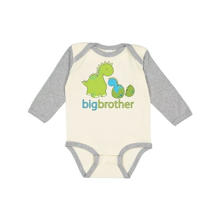 

Inktastic Happy Dinosaur New Big Brother Boys Long Sleeve Baby Bodysuit