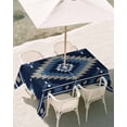 thumbnail image 3 of 60x120 Inch Outdoor Tablecloth with Umbrella Hole Zipper Rectangle Blue Boho Rectangular Tablecloths Outside Waterproof Aztec Southwest Abstract Geometric Motifs Patio Table Cover for Picnic Party, 3 of 8