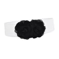 thumbnail image 1 of Cinturón elástico ancho para mujer, cinturón elástico, cinturón de corsé grueso, cinturón de moda Flor negra, 1 of 9