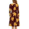 thumbnail image 2 of FKELYI Size 4XL Women Dresses Comfy Thanksgiving Women Long Sleeve Dresses Formal Lightweight Fall Maple Leaves Swing Twirl Skater Dress for Ladies, 2 of 4