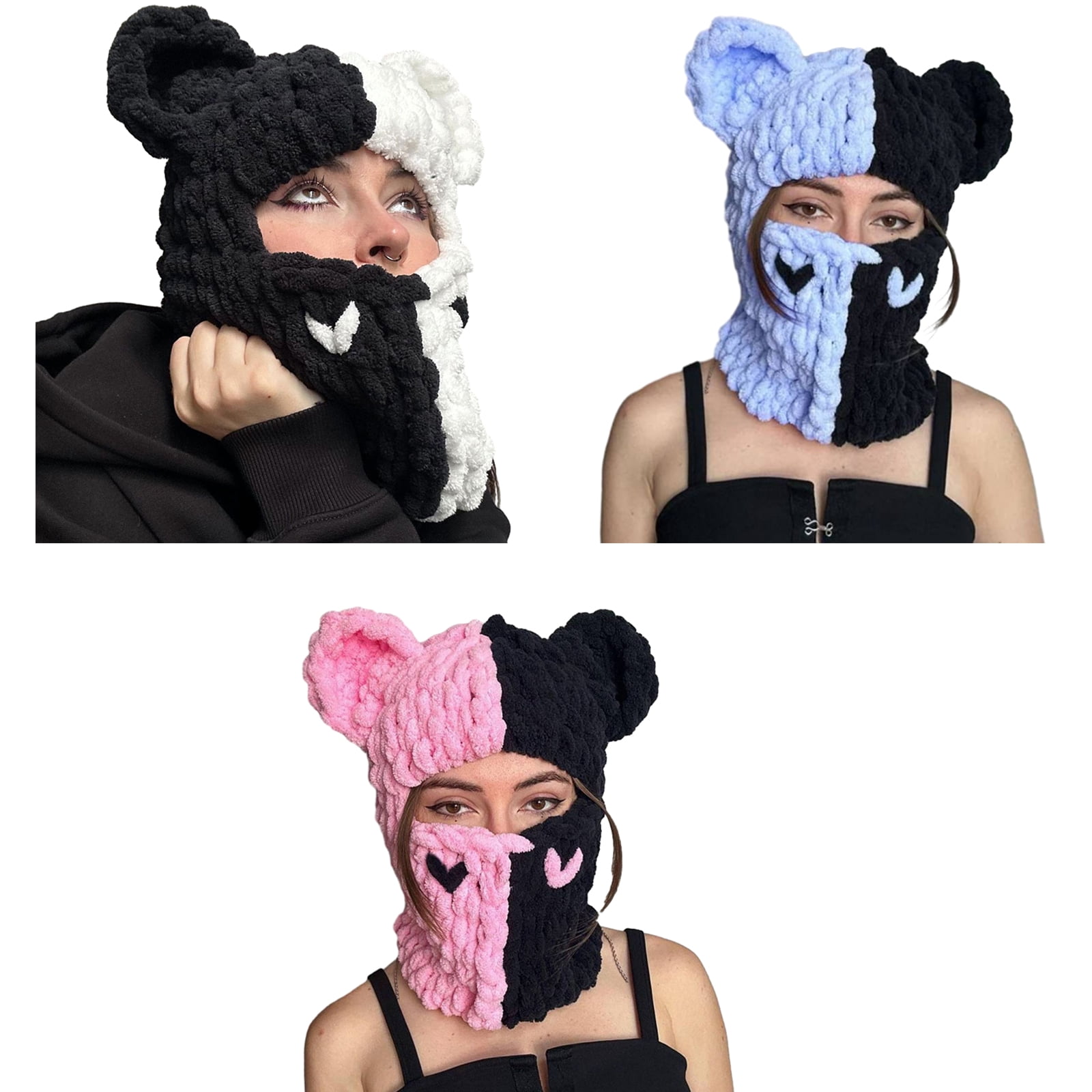 Knitted Full Face Cover Ski Mask for Men, Halloween Thermal Winter Warm Knit for Outdoor Sports