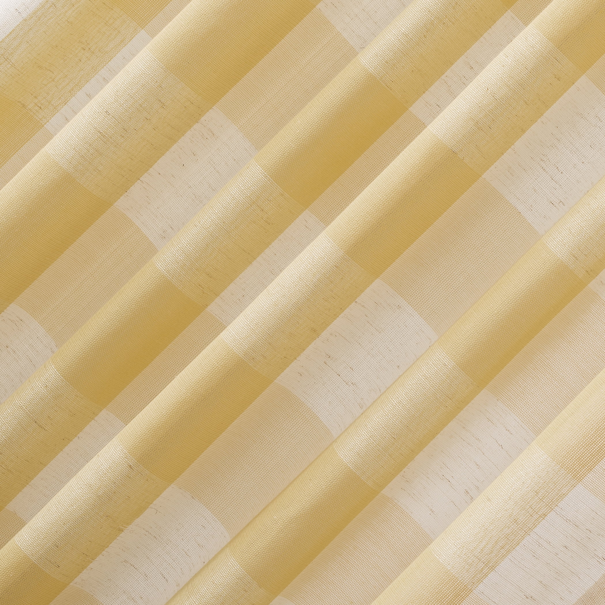 Better Homes and Gardens Buffalo Plaid Semi-Sheer Back Tab Curtain Panel, 50" x 84", Yellow